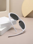 1 Pair White Frame Mercury Lens Fashionable Glasses, Unisex Y2K Streetwear Cycling Fashion Glasses Suitable For Daily Wear