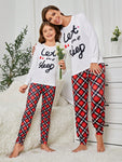 Women'S Sleepwear Home Clothing Sets With Letter Print And Plaid Patterned Long Sleeve Top And Pants Sold Separately Mommy And Me Matching Outfits