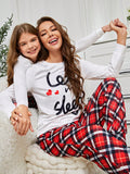 Women'S Sleepwear Home Clothing Sets With Letter Print And Plaid Patterned Long Sleeve Top And Pants Sold Separately Mommy And Me Matching Outfits