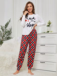 Women'S Sleepwear Home Clothing Sets With Letter Print And Plaid Patterned Long Sleeve Top And Pants Sold Separately Mommy And Me Matching Outfits