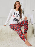 Women'S Sleepwear Home Clothing Sets With Letter Print And Plaid Patterned Long Sleeve Top And Pants Sold Separately Mommy And Me Matching Outfits