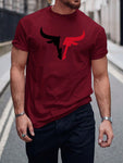 Manfinity Homme Men Bulls Graphic Print Casual Short Sleeve Tee, For Going Out