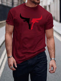 Manfinity Homme Men Bulls Graphic Print Casual Short Sleeve Tee, For Going Out