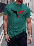 Manfinity Homme Men Bulls Graphic Print Casual Short Sleeve Tee, For Going Out