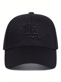 1pc Men Cap Truck Driver Hat With Alphabet Embroidery LOS ANGELES Baseball Cap Fashionable Sun Protection Adjustable Leisure Cap Suitable For Spring And Autumn Travel, Tourism And Beach Party