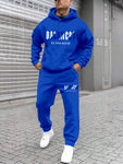 Manfinity EMRG Men's Letter Printed Hoodie With Kangaroo Pocket And Joggers Set