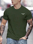 Men's Casual Bird Printed Round Neck T-Shirt, Summer