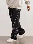 Manfinity Hypemode Loose-Fit Men's Star Pattern Side Stripe Pants - MapleCo