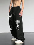 Manfinity Men's Casual Spider Web Printed Sweatpants With Slant Pockets And Drawstring Waist