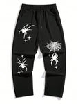 Manfinity Men's Casual Spider Web Printed Sweatpants With Slant Pockets And Drawstring Waist