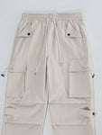 Manfinity EMRG Men's Flap Pocket Drawstring Waist Cargo Pants Baggy Long Plain Going Out