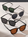 4pcs Square Rivets Unisex Casual Outdoor Driving Fashion Glasses, Suitable For Daily Use