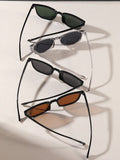 4pcs Square Rivets Unisex Casual Outdoor Driving Fashion Glasses, Suitable For Daily Use