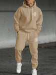 Manfinity EMRG Men's Claw Printed Kangaroo Pocket Warm Fleece Lined Hoodie And Sports Pants Set