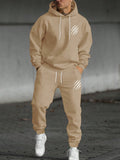 Manfinity EMRG Men's Claw Printed Kangaroo Pocket Warm Fleece Lined Hoodie And Sports Pants Set