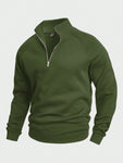 Manfinity RelaxMax Men's Solid Color Half Zipper Sweatshirt With Raglan Sleeve