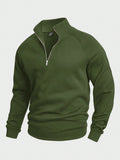 Manfinity RelaxMax Men's Solid Color Half Zipper Sweatshirt With Raglan Sleeve