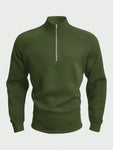 Manfinity RelaxMax Men's Solid Color Half Zipper Sweatshirt With Raglan Sleeve