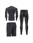 3pcs/Set Men's Fitness Clothing Set, Quick-Drying, Tight Training Suit For Running, Basketball, Gym All Seasons Gym Clothes Men, Athletic Suit, Tracksuit Men Shorts Set