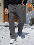 Manfinity RelaxMax Men Fall/Winter Casual Drawstring Waist Thermal Lined Sweatpants