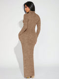 SHEIN SXY Turtleneck Long Sleeve Bodycon Dress