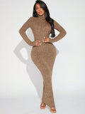 SHEIN SXY Turtleneck Long Sleeve Bodycon Dress