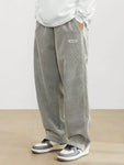 Manfinity Hypemode Loose Fit Men's Corduroy Pants With Letter Patch Detail Baggy Long Slacks Plain Going Out - MapleCo