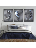 3pcs/Set Heart Abstract 3D Effect Wall Art Canvas, Romantic Hug Couple Bronze Canvas For Modern Home Decor. Ink Cores Drawing Abstract Metal Figure Sculpture Canvas Painting, Suitable For Living Room, Bedroom, Office, Kitchen, Cafe, Waterproof, No Frame. - MapleCo