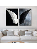 2pcs/Set Modern Canvas Print Posters, Black And White Angel WingsCanvas Wall Art Paintings, Artwork Wall Painting For Living Room Bedroom Bathroom Office Hallway Wall Decors, No Frames