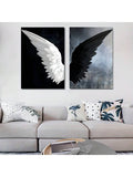 2pcs/Set Modern Canvas Print Posters, Black And White Angel WingsCanvas Wall Art Paintings, Artwork Wall Painting For Living Room Bedroom Bathroom Office Hallway Wall Decors, No Frames