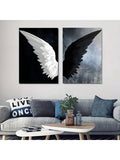 2pcs/Set Modern Canvas Print Posters, Black And White Angel WingsCanvas Wall Art Paintings, Artwork Wall Painting For Living Room Bedroom Bathroom Office Hallway Wall Decors, No Frames