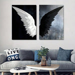 2pcs/Set Modern Canvas Print Posters, Black And White Angel WingsCanvas Wall Art Paintings, Artwork Wall Painting For Living Room Bedroom Bathroom Office Hallway Wall Decors, No Frames