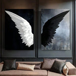 2pcs/Set Modern Canvas Print Posters, Black And White Angel WingsCanvas Wall Art Paintings, Artwork Wall Painting For Living Room Bedroom Bathroom Office Hallway Wall Decors, No Frames