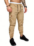 Manfinity Homme Men Patched Detail Flap Pocket Drawstring Waist Pants - MapleCo