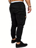 Manfinity Homme Men Patched Detail Flap Pocket Drawstring Waist Pants - MapleCo