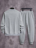 Manfinity Dauomo Men's Zippered Warm Lined Sweatshirt And Pants Two Pieces Set