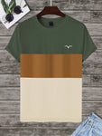 Manfinity Homme Men's Seagull Pattern Contrast Color Short Sleeve T-Shirt