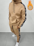 Manfinity Homme 2pcs Men's Casual Contrast Color Letter Print Fleece Lined Hoodie And Sweatpants Set, Autumn/Winter