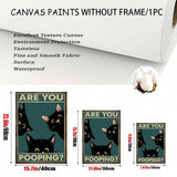 1pc Canvas Painting Print Poster Funny Triple Black Cat Peeking, Retro Sneaking Cat Poster, Are You Pooping Wall Art Home Decor Room Decor Canvas Poster No Frame , Halloween Decoration, No Frame