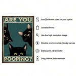 1pc Canvas Painting Print Poster Funny Triple Black Cat Peeking, Retro Sneaking Cat Poster, Are You Pooping Wall Art Home Decor Room Decor Canvas Poster No Frame , Halloween Decoration, No Frame