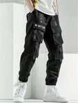 Men Flap Pocket Drawstring Waist Cargo Pants