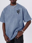 Manfinity EMRG Loose Fit Men's Drop Shoulder Cross Embroidery Vintage T-Shirt