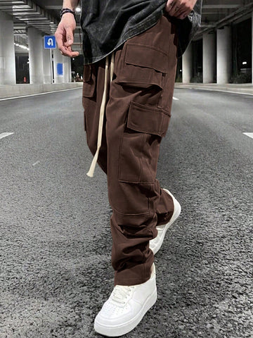 Manfinity Hypemode Loose Fit Men's Cargo Pants With Drawstring Waistband - MapleCo