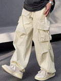 Manfinity Hypemode Men's Solid Color Drawstring Waist Cargo Pants