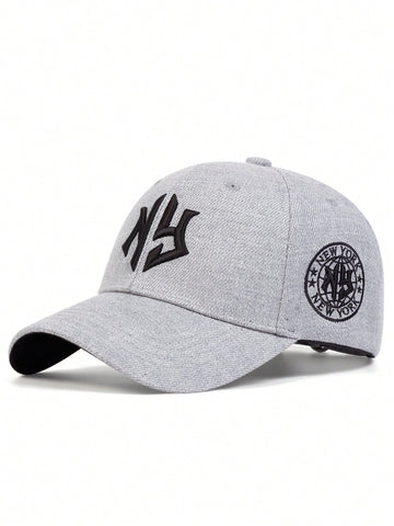 1pc Men NEW YORK Geometric Letter Embroidered Baseball Cap, Outdoor Sun Protection Casual Hat, Adjustable, Suitable For Spring And Autumn Traveling, Vacation At The Beach Street