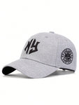 1pc Men NEW YORK Geometric Letter Embroidered Baseball Cap, Outdoor Sun Protection Casual Hat, Adjustable, Suitable For Spring And Autumn Traveling, Vacation At The Beach Street