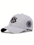 1pc Men NEW YORK Geometric Letter Embroidered Baseball Cap, Outdoor Sun Protection Casual Hat, Adjustable, Suitable For Spring And Autumn Traveling, Vacation At The Beach Street