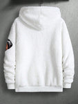 Manfinity Loose Fit Men's Bear Embroidery Kangaroo Pocket Plush Hoodie