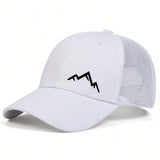 1pc Men's Mountain Peak Embroidery Baseball Cap Fashionable Sun Hat Adjustable Size For Outdoor Activities, Spring