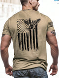 Manfinity LEGND Men Flag And Eagle Printed Round Neck Short Sleeve Casual T-Shirt, For Going Out, For Husband